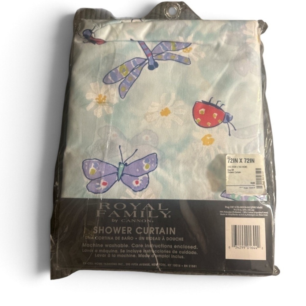 Royal Family by Cannon Bug Off Shower Curtain Butterfly Dragonfly Ladybug 72x72